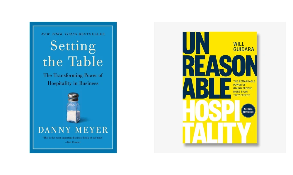 Covers of Setting the Table by Danny Meyer and Unreasonable Hospitality by Will Guidara